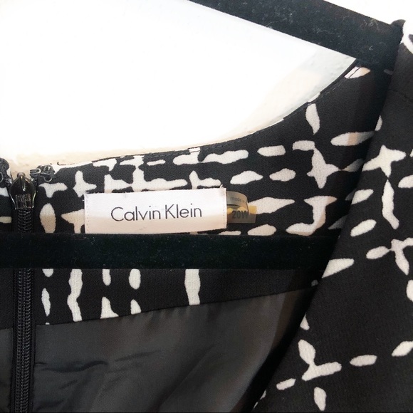 Calvin Klein black white plaid dotted line sheath - Picture 2 of 5